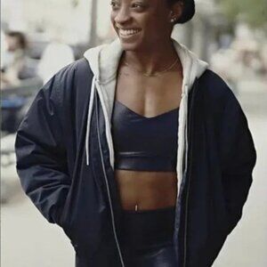 NWT Athleta Sateen Bomber Jacket in Black XL